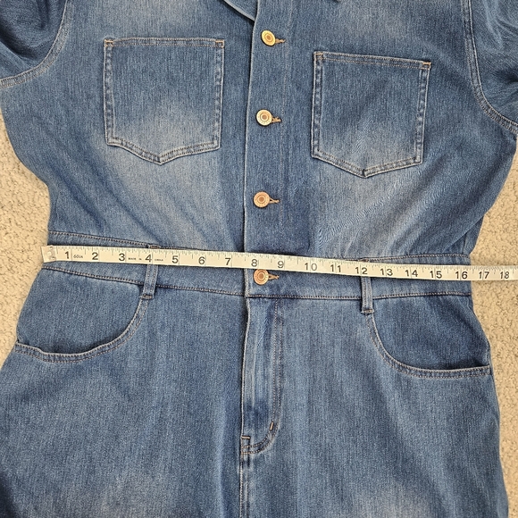 Halara Shirt Dress Midi Flex Denim Long Sleeve Pockets Western Stretch Large - Picture 4 of 11